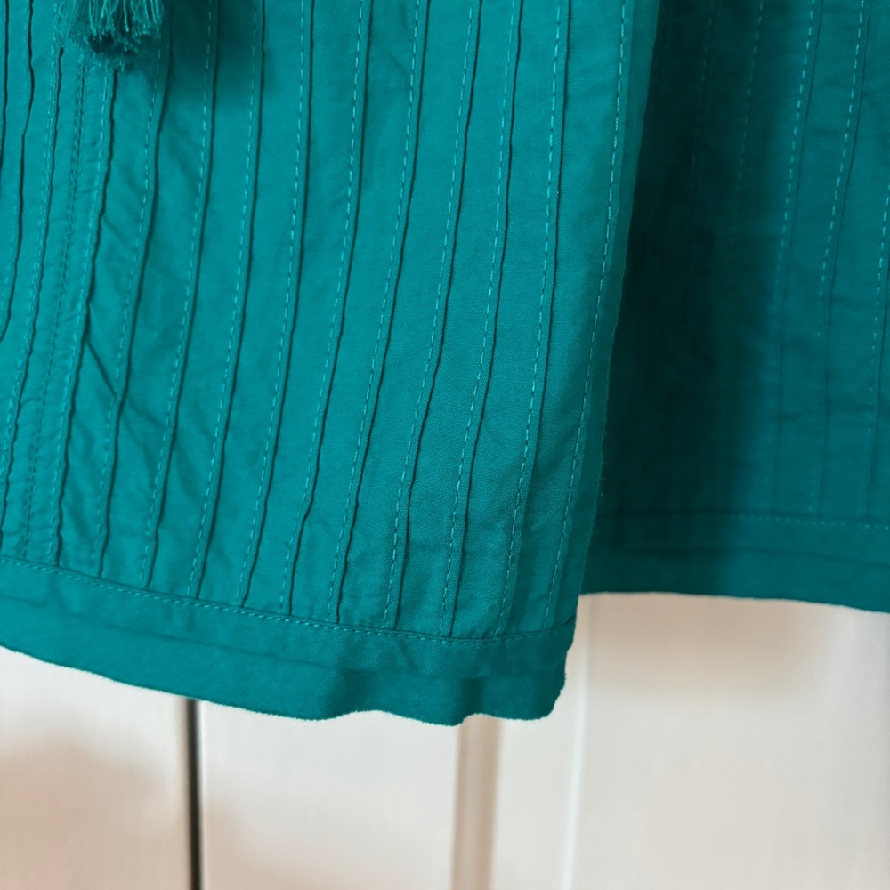 ULLA JOHNSON Concetta Blouse Verdigris Green Peasant Blouse Puff Sleeve Size‎ 10 - Picture 7 of 15